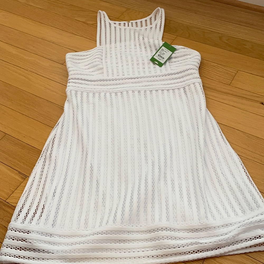 Lilly Pulitzer Crochet knit stripe resort white L